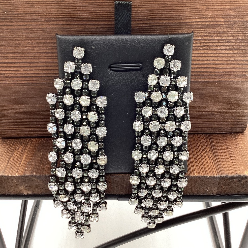 2113. Diamond Chandelier Earrings 3.5” EUC